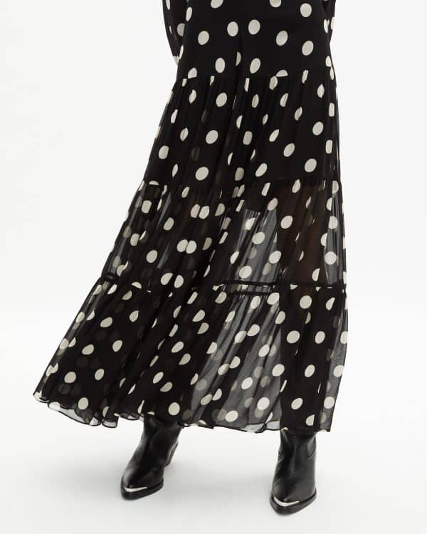 THE KOOPLES Black polka dot print long skirt